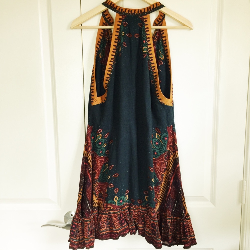 Free People Steal the Sun Teal Blue Print Dress S - Picture 4 of 7